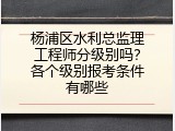 杨浦区水利总监理工程师分级别吗？各个级别报考条件有哪些