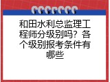 和田水利总监理工程师分级别吗？各个级别报考条件有哪些