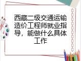 西藏二级交通运输造价工程师就业指导，能做什么具体工作