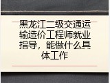 黑龙江二级交通运输造价工程师就业指导，能做什么具体工作