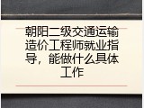 朝阳二级交通运输造价工程师就业指导，能做什么具体工作