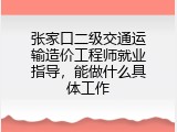 张家口二级交通运输造价工程师就业指导，能做什么具体工作
