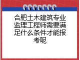 合肥土木建筑专业监理工程师需要满足什么条件才能报考呢