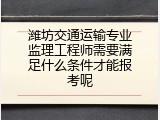 潍坊交通运输专业监理工程师需要满足什么条件才能报考呢