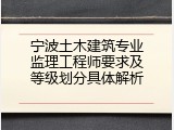 宁波土木建筑专业监理工程师要求及等级划分具体解析