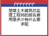 楚雄土木建筑总监理工程师的报名费用是多少有什么要求呢