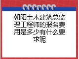 朝阳土木建筑总监理工程师的报名费用是多少有什么要求呢