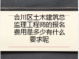 合川区土木建筑总监理工程师的报名费用是多少有什么要求呢