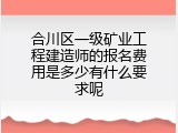 合川区一级矿业工程建造师的报名费用是多少有什么要求呢