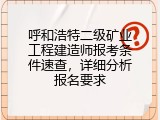 呼和浩特二级矿业工程建造师报考条件速查，详细分析报名要求