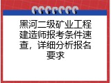 黑河二级矿业工程建造师报考条件速查，详细分析报名要求