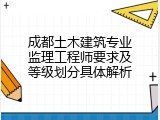 成都土木建筑专业监理工程师要求及等级划分具体解析