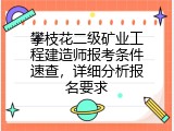 攀枝花二级矿业工程建造师报考条件速查，详细分析报名要求