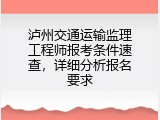 泸州交通运输监理工程师报考条件速查，详细分析报名要求