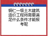铜仁一级土木建筑造价工程师需要满足什么条件才能报考呢