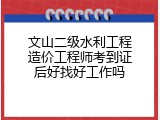 文山二级水利工程造价工程师考到证后好找好工作吗