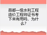 昌都一级水利工程造价工程师证书考下来有用吗，为什么？