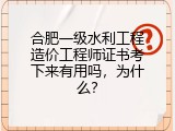 合肥一级水利工程造价工程师证书考下来有用吗，为什么？