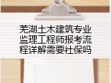 芜湖土木建筑专业监理工程师报考流程详解需要社保吗