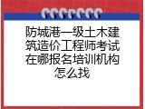 防城港一级土木建筑造价工程师考试在哪报名培训机构怎么找