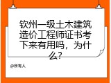 钦州一级土木建筑造价工程师证书考下来有用吗，为什么？