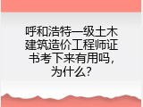 呼和浩特一级土木建筑造价工程师证书考下来有用吗，为什么？