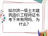 哈尔滨一级土木建筑造价工程师证书考下来有用吗，为什么？