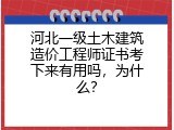 河北一级土木建筑造价工程师证书考下来有用吗，为什么？