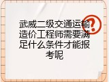 武威二级交通运输造价工程师需要满足什么条件才能报考呢