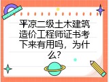 平凉二级土木建筑造价工程师证书考下来有用吗，为什么？