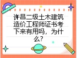 许昌二级土木建筑造价工程师证书考下来有用吗，为什么？