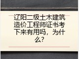 辽阳二级土木建筑造价工程师证书考下来有用吗，为什么？