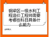 铜梁区一级水利工程造价工程师需要考哪些科目具备什么能力