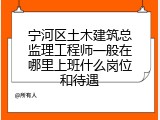 宁河区土木建筑总监理工程师一般在哪里上班什么岗位和待遇