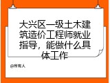 大兴区一级土木建筑造价工程师就业指导，能做什么具体工作