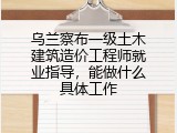 乌兰察布一级土木建筑造价工程师就业指导，能做什么具体工作