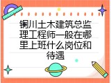 铜川土木建筑总监理工程师一般在哪里上班什么岗位和待遇