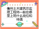 儋州土木建筑总监理工程师一般在哪里上班什么岗位和待遇