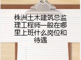株洲土木建筑总监理工程师一般在哪里上班什么岗位和待遇