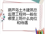 葫芦岛土木建筑总监理工程师一般在哪里上班什么岗位和待遇