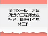 渝中区一级土木建筑造价工程师就业指导，能做什么具体工作