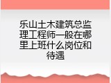 乐山土木建筑总监理工程师一般在哪里上班什么岗位和待遇