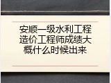安顺一级水利工程造价工程师成绩大概什么时候出来
