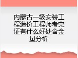内蒙古一级安装工程造价工程师考完证有什么好处含金量分析