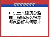 广东土木建筑总监理工程师怎么报考哪家最好有何要求