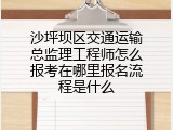 沙坪坝区交通运输总监理工程师怎么报考在哪里报名流程是什么