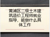 黄浦区二级土木建筑造价工程师就业指导，能做什么具体工作