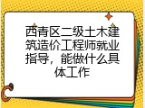 西青区二级土木建筑造价工程师就业指导，能做什么具体工作