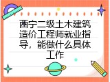 西宁二级土木建筑造价工程师就业指导，能做什么具体工作