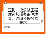 玉树二级公路工程建造师报考条件速查，详细分析报名要求
